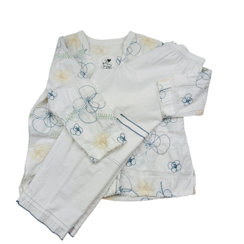 Produce Company Vintage 100% Cotton Floral Cropped Pants/Jacket Set Women's SZ S